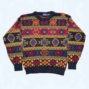 Vintage 1980s Multicolor western Patterned Sweater M